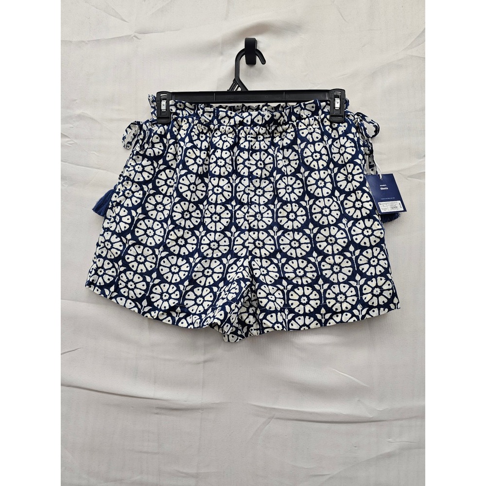 Roller Rabbit Target Navy Daisy Floral Smocked Paperbag Waist Shorts Small‎ NWT